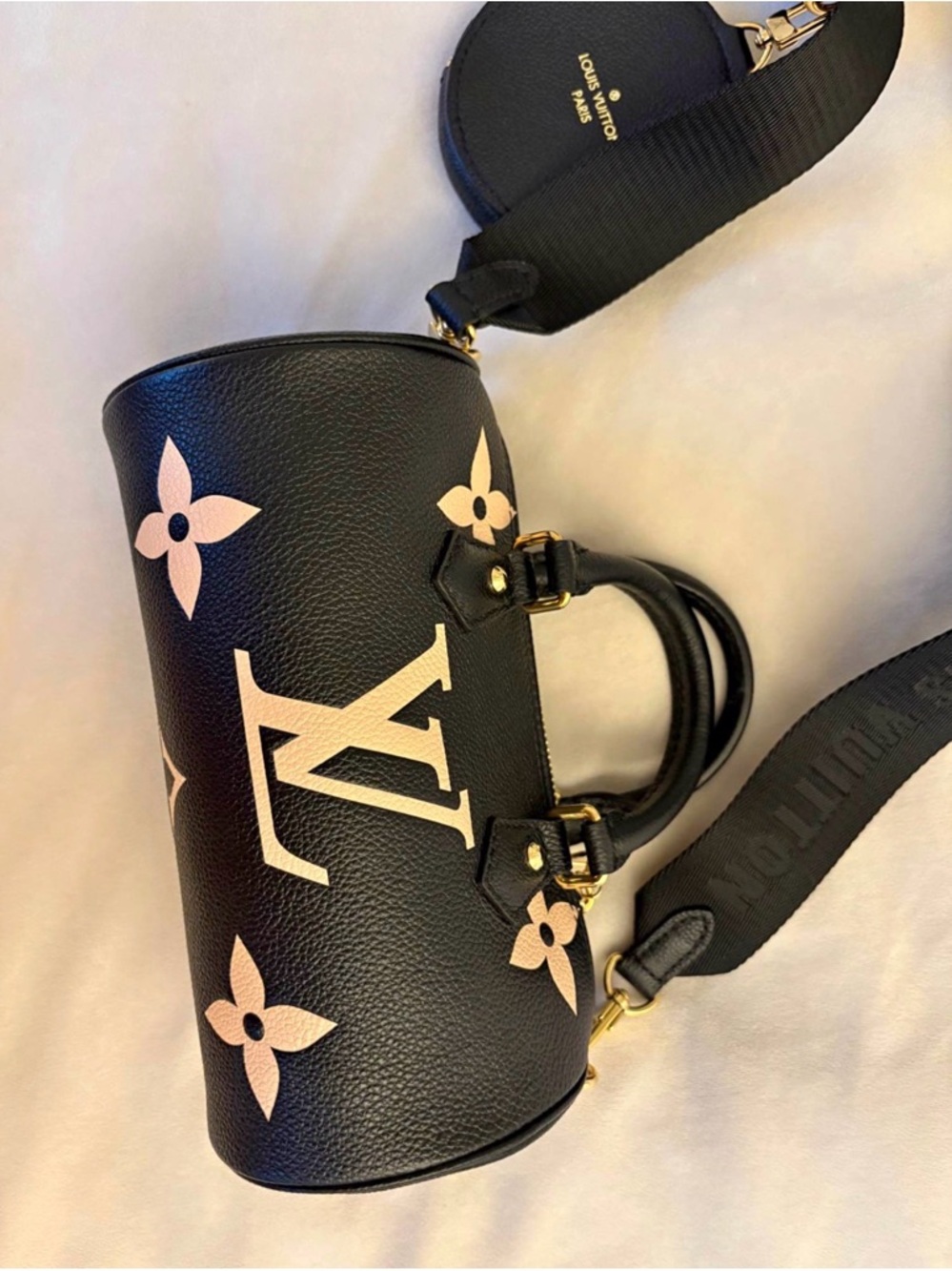 Louis Vuitton Black and Pale Pink Mini Cylindre Top-Handle Bag